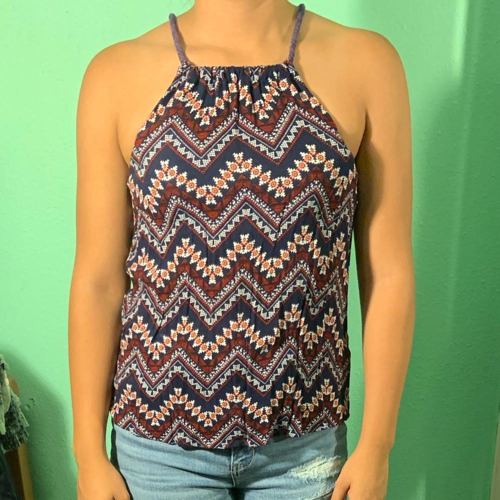Striped blue & orange blouse